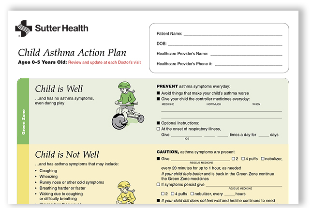 Asthma Action Plan for Children Ages 5 and Younger 