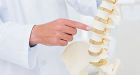 Doctor pointing at spine