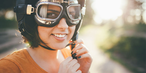 woman wearing protective goggles
