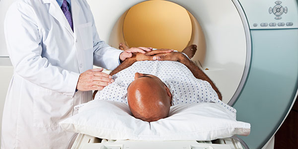 African American man getting MRI