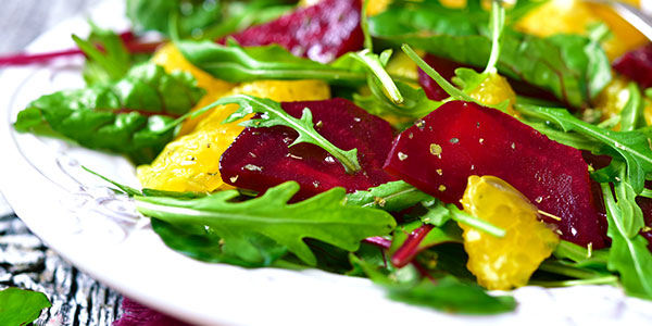 Fresh spring beet salad on a plate