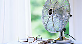 Electric fan on a desk