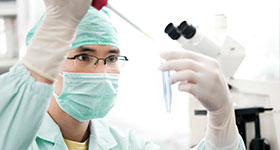 Asian doctor conducting medical research
