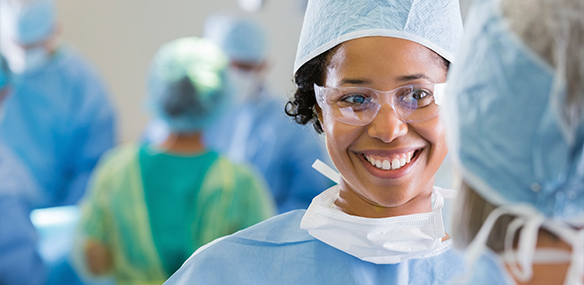 Smiling female surgeon
